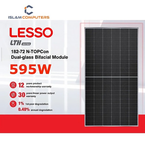 LESSO 595W N-Type Dual Glass Bifacial Topcon Solar Panel