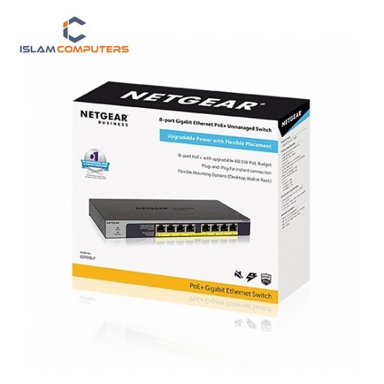 Netgear GS108LP 8-Port Gigabit PoE Unmanaged Rackmount Switch (PoE Budget 60W)
