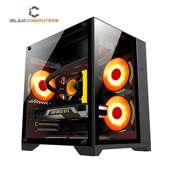 PC POWER ICE CUBE BK M-ATX GAMING CASING WITH 7 ARGB FAN