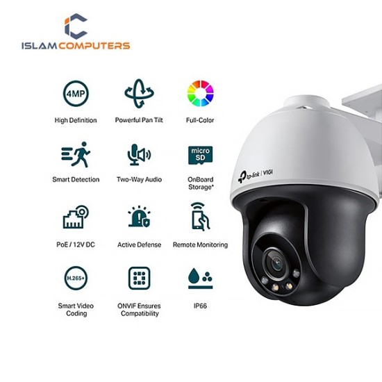 TP-Link VIGI C540 (4mm) (4MP) Outdoor Full-Color Pan Tilt Dome IP Camera
