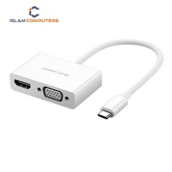 UGREEN 30843 Type-C Male to HDMI & VGA Female White Multiport Converter