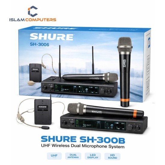 SHURE SH‑300B UHF Wireless Dual Microphone System