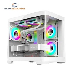 Aptech Gladiator CS271 White Mid Tower Gaming Casing with Tempered Glass Panel