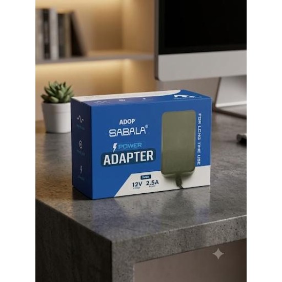 Sabala 12V 2.5A Power Adapter | High-Quality AC/DC Power Supply Charger for CCTV, Router, LED Strip & Electronics