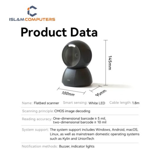 Deli ES236 1D/2D Corded Handheld Barcode Scanner