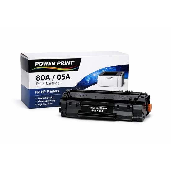 Power Print TN-50/05A/80A Black Toner Cartridge with Chip for HP Printers