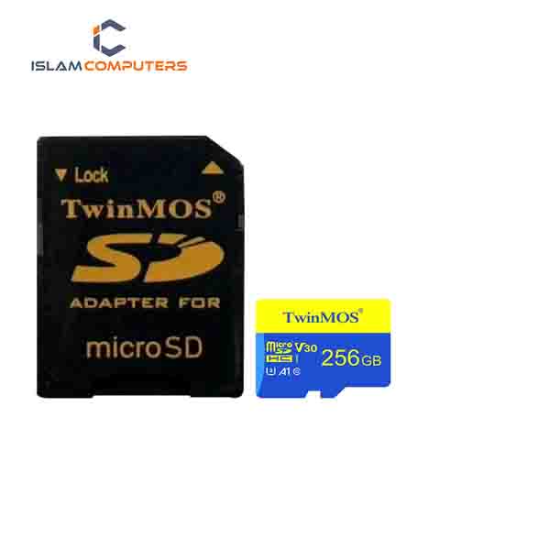 TwinMOS 256GB MicroSDXC UHS-I U3 Class 10 V30 Memory Card with Adapter #TM256MSDXC10V30U3